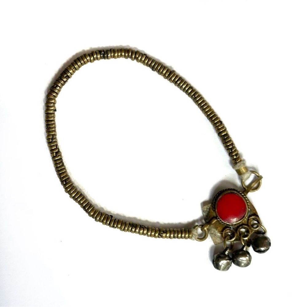 Boho Afghani Red Stone Bell Anklet